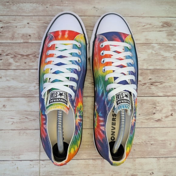Converse All Star Rainbow Tie Dye Low Top Sneakers Trainers Women's Size 11 - Picture 8 of 13